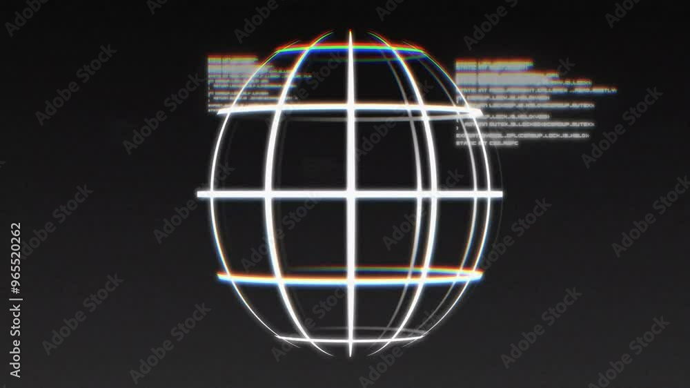 Poster animation of data processing over globe on black background