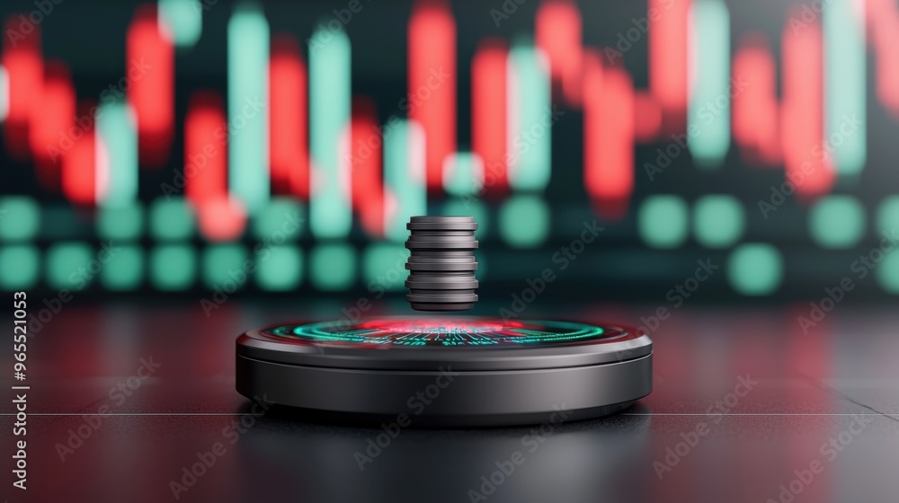 Poster ai-driven investment management in ultramodern financial environment - futuristic holographic data d