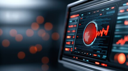 Obraz premium Virtual Financial Forecast Concept with Transparent Holographic Screens in Futuristic Office Setting -