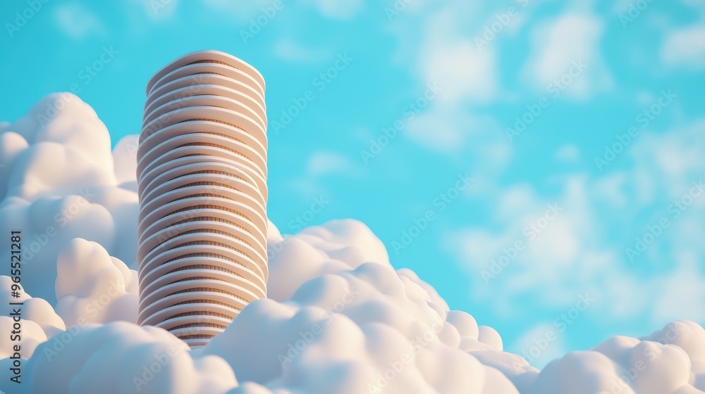 Aufkleber innovative earthquake-resistant skyscraper design - seismic wave simulation in with copy space and s