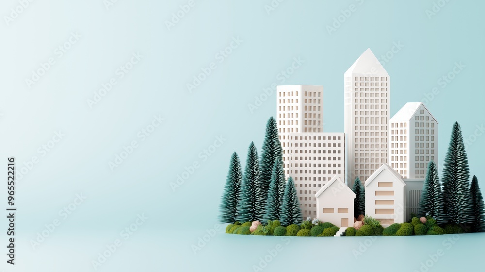 Aufkleber futuristic earthquakeproof buildings with advanced engineering - featuring copy space and selective 