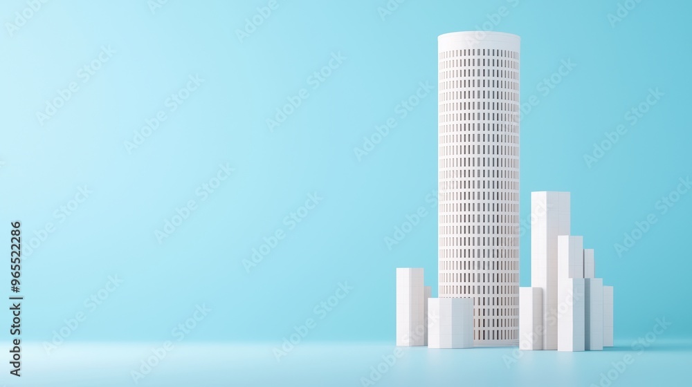 Poster seismic zone simulation of skyscraper in with copy space, selective focus.