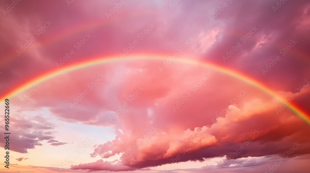 Sticker A double rainbow is seen in the sky over a beach, AI