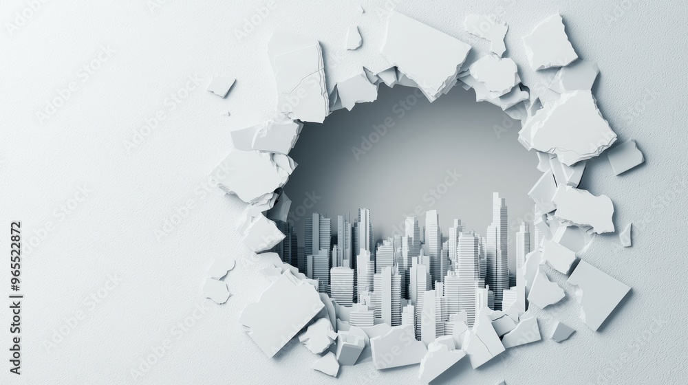 Poster impending earthquake: urban structures in peril - with copy space, selective focus in