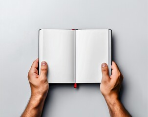 hand holding blank notebook
