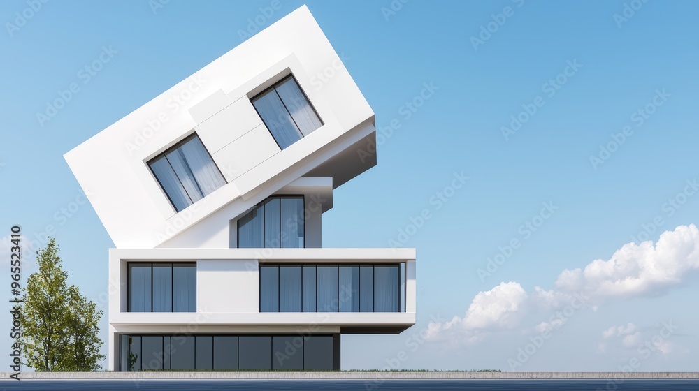 Poster futuristic earthquake-resistant building design simulation with copy space,