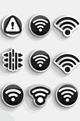 Set of Black Free Wi-Fi Labels or Stickers for Public Computer Network Access