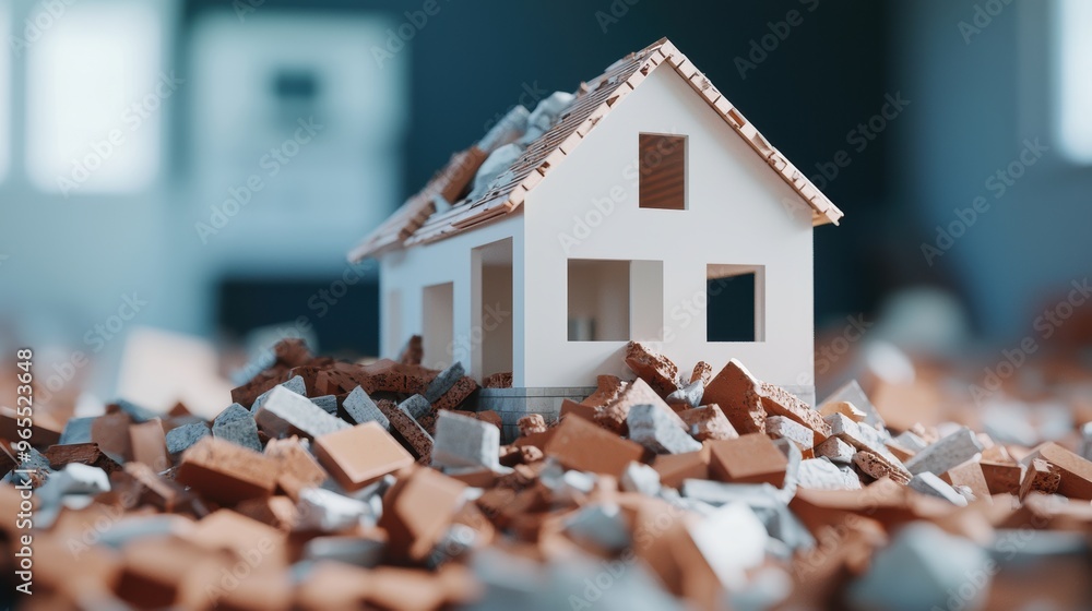 Aufkleber earthquake resilient modern architecture structural testing - with copy space, selective focus in
