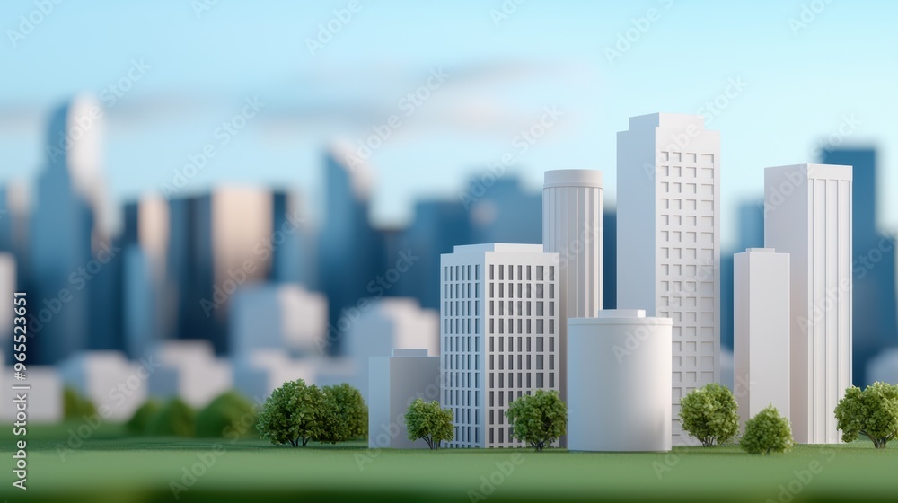 Poster futuristic structural dynamics in seismic zones - urban buildings with copy space and selective focu