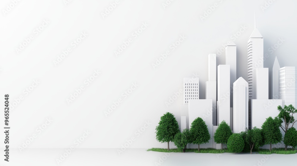 Poster futuristic seismic-resistant building framework in cityscape - with copy space,