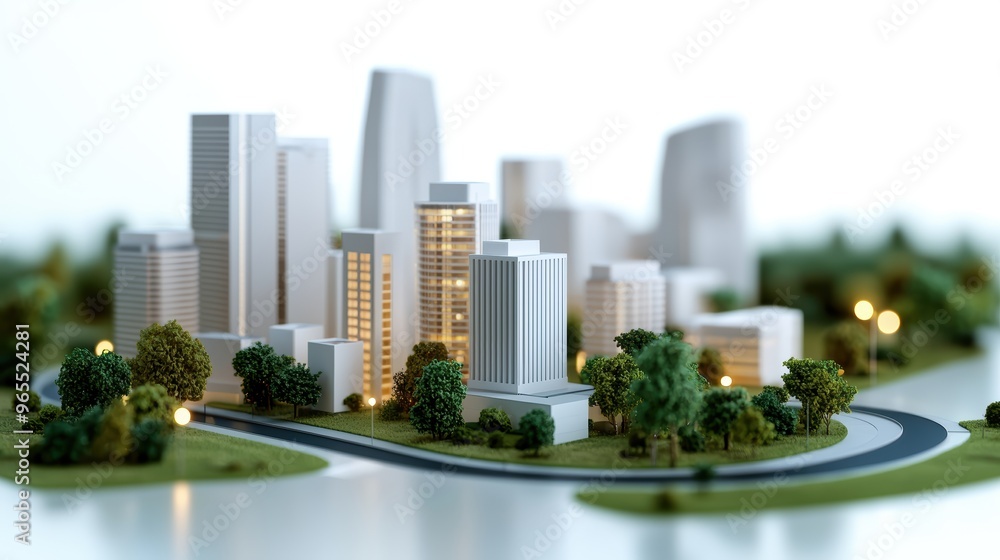 Aufkleber modern urban development structural analysis in seismic zone - with copy space and selective focus o