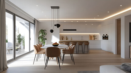 Fototapeta premium Apartment dining room interior design in the modern era