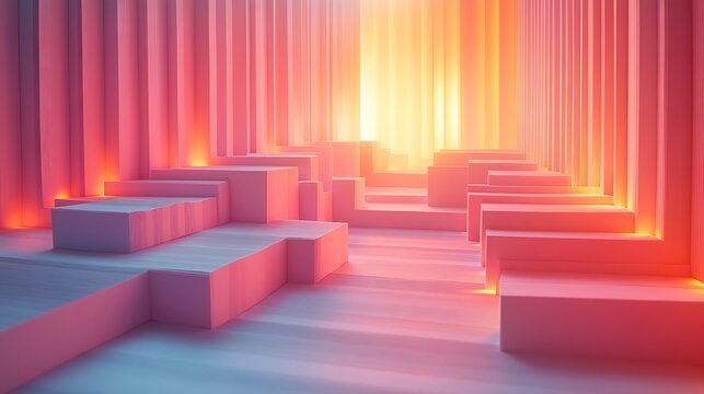 A modern 3D papercraft box plot, pastel paper strips folded into rectangular boxes and lines, glowing light casting soft shadows, intricate paper details, clean minimalist backdrop.