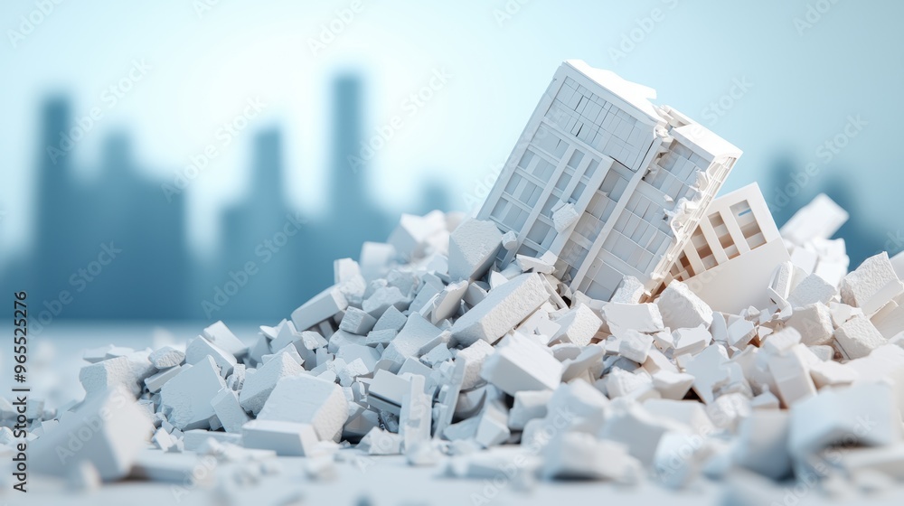 Poster urban structures stress distribution during earthquake simulation - with copy space and selective fo