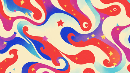 colorful background with swirls and stars