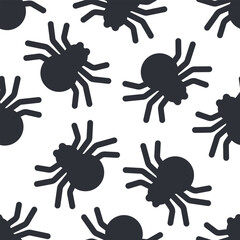 Halloween spider silhouette vector cartoon seamless pattern background.