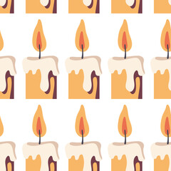 Candle vector cartoon seamless pattern background.
