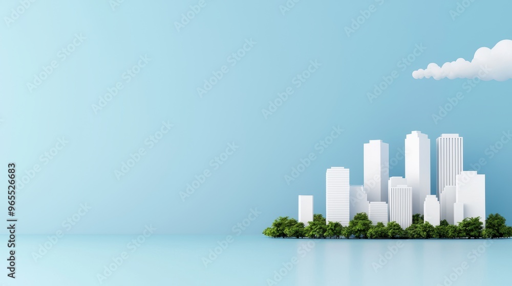 Poster urban structures hit by seismic force - futuristic cityscape in with copy space, selective focus in