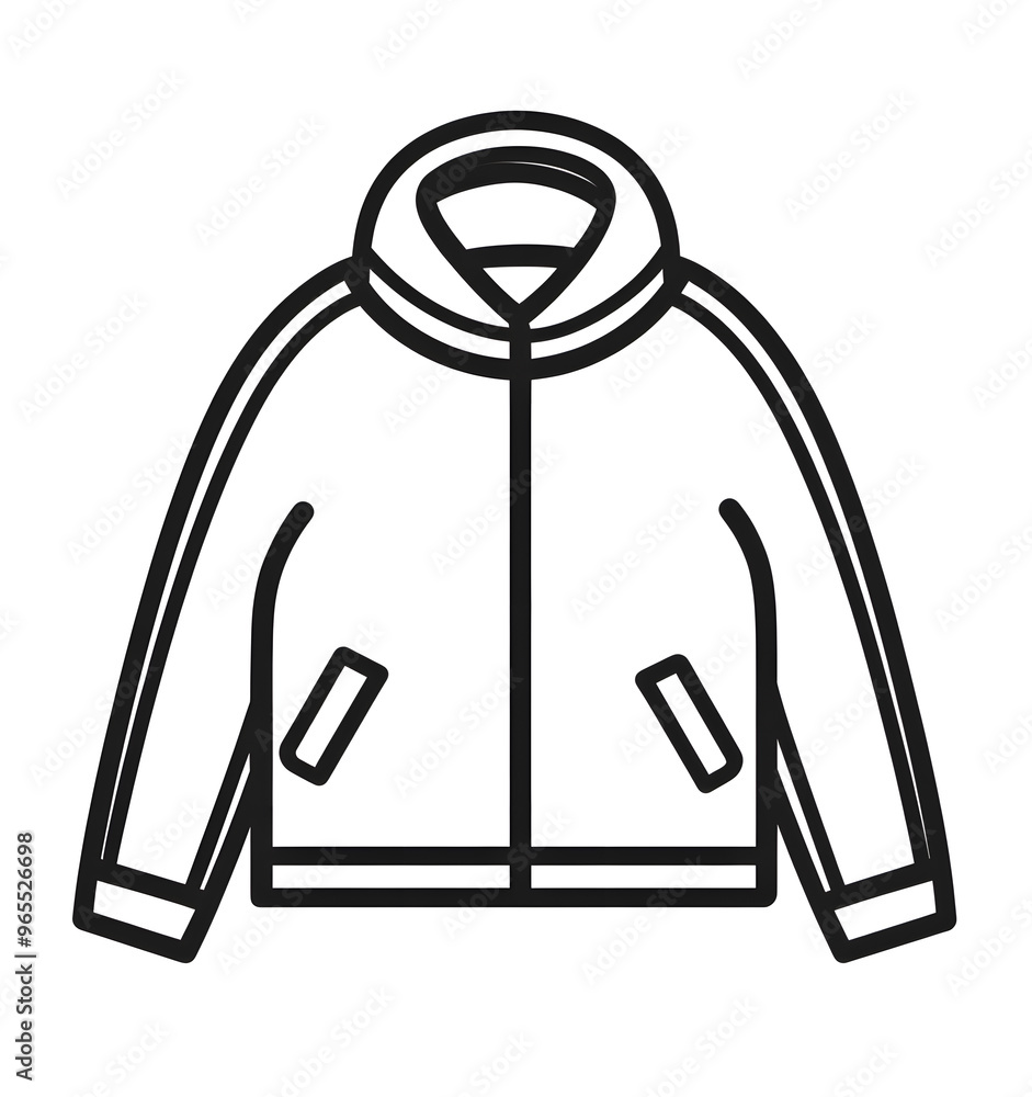 Poster Jacket  line drawing black icon, isolated on white background