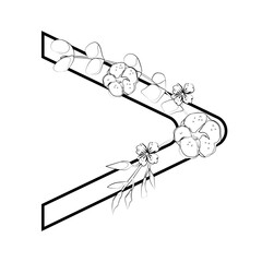 Vector sign with flowers decorations