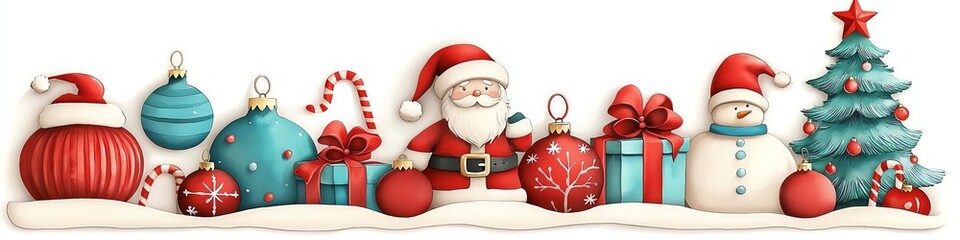 Watercolor Christmas ornaments in various shapes and colors, with shiny highlights, watercolor Christmas clipart, tree decorations