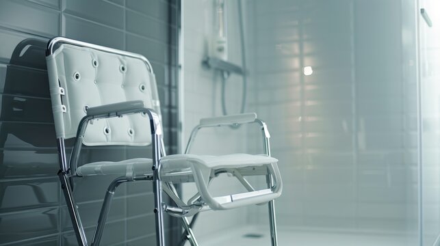 Shower Chair: A durable, waterproof chair for the shower that provides a safe and comfortable seating option, reducing fall risks during bathing.
