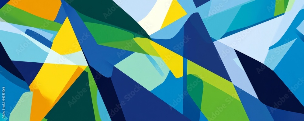 Aufkleber Abstract geometric colorful pattern with blue and green tones