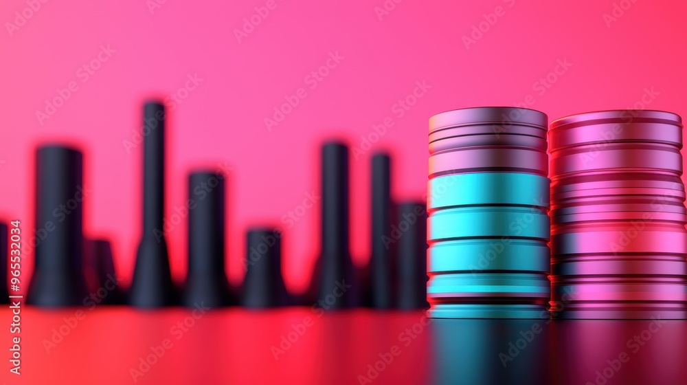 Poster futuristic oil market simulation - holographic data visualization in advanced trading environment wi
