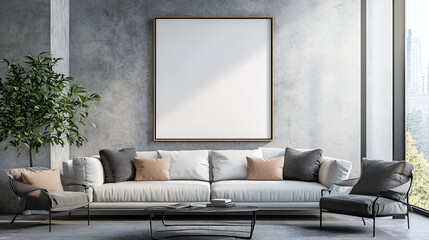 mock-up poster frame with contemporary background for interior
