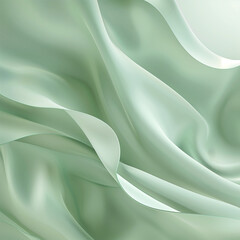 Obraz premium Abstract green background with soft waves and light lines for elegant design