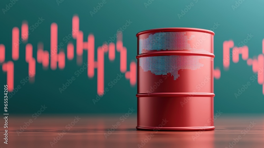 Poster futuristic oil market analysis with augmented reality data - advanced holographic display of financi