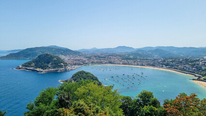 Stunning View of San Sebasti&aacute;n Bay from Mount Igueldo on a clear Summers Day