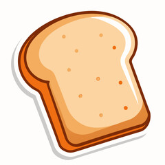 Toasted bread slice cartoon sticker on a isolated white background (4)