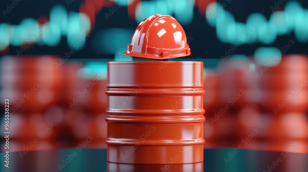 Poster futuristic oil price forecasting holographic data visualization platform in augmented reality - with