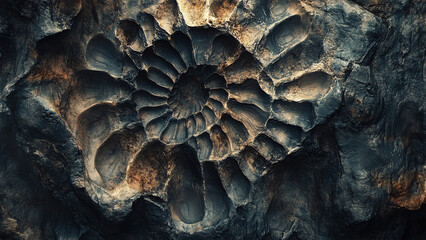 Abstract Fossil Background: A Unique Wallpaper Featuring Radial Symmetry and Intricate Patterns Inspired by Ancient Geological Structures for Artistic and Educational Use