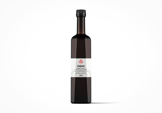 Tall Rectangular Dark Matte Glass Liquor Bottle Mockup
