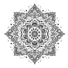 Mandala Pattern black vector, black color silhouette ,white color background