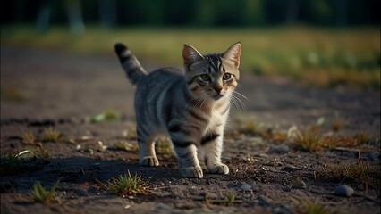 Naklejka premium Cat on the ground