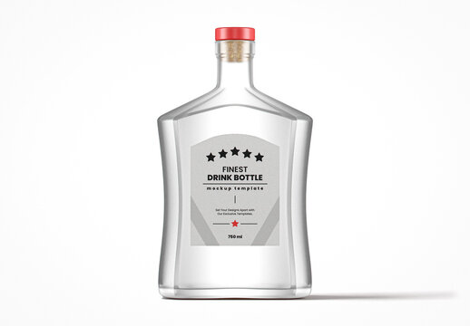 Flat Frosted Glass Drink Bottle Mockup