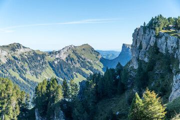 View down into the Justistal from a peak high above