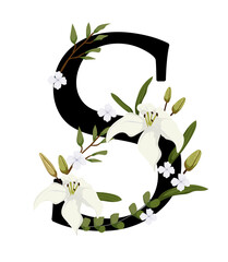 Vector sign with flowers decorations