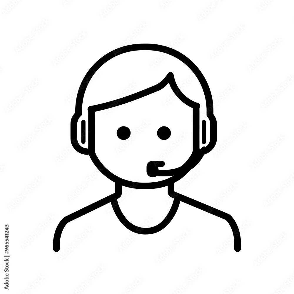 Poster Customer support black line icon isolated on white background