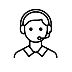 Obraz premium Customer support black line icon isolated on white background