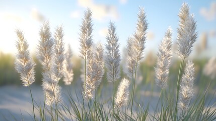 Fototapeta premium A beautiful flax flower swaying gently in the summer breeze, captured in detail image