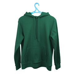 sweater template. Long sleeve sweatshirt with hood isolated on white background. Casual wear. Youth...