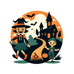halloween illustration with pumpkin.