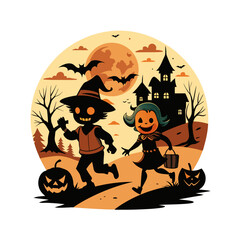 halloween illustration with pumpkin