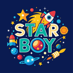 star boy t-shirt design vector for print. 
