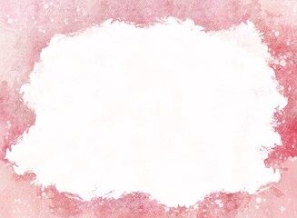 ざらざらした紙のテクスチャと絵の具タッチのフレーム背景　ピンク