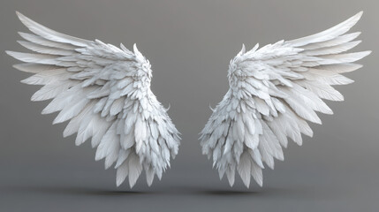A pair of intricately detailed white wings, symbolizing freedom and spirituality.